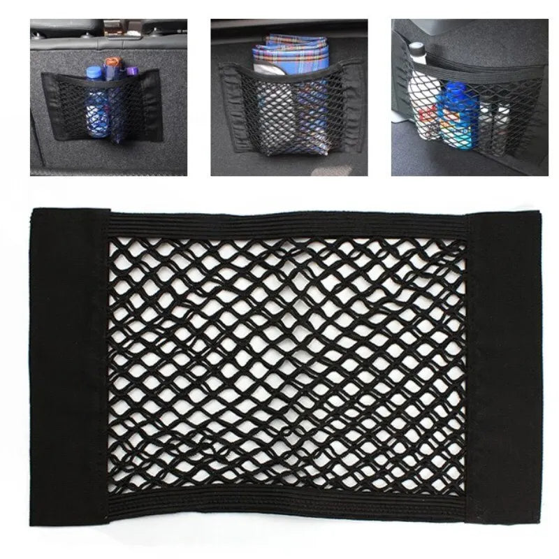 Car Back Rear Mesh Trunk Seat Elastic String Net Magic Sticker