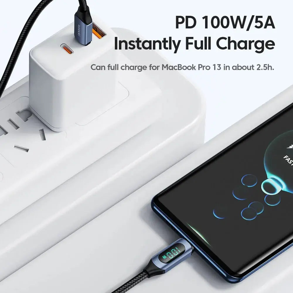 Toocki Type C to Type C Cable 100W PD Fast Charging Charger USB C to USB C Display Cable For Xiaomi POCO F3 Realme Macbook iPad Best Products Online