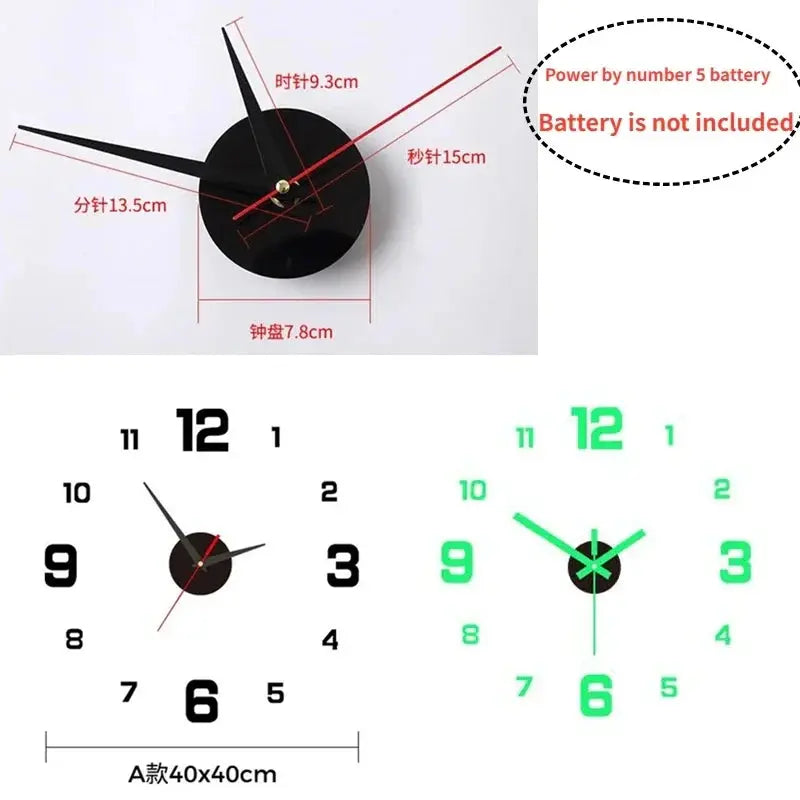 Luminous Digital Clock DIY Stereoscopic Wall Clock Silent Clock Living Room Bedroom Wall Clock Home Decorations Best Products Online