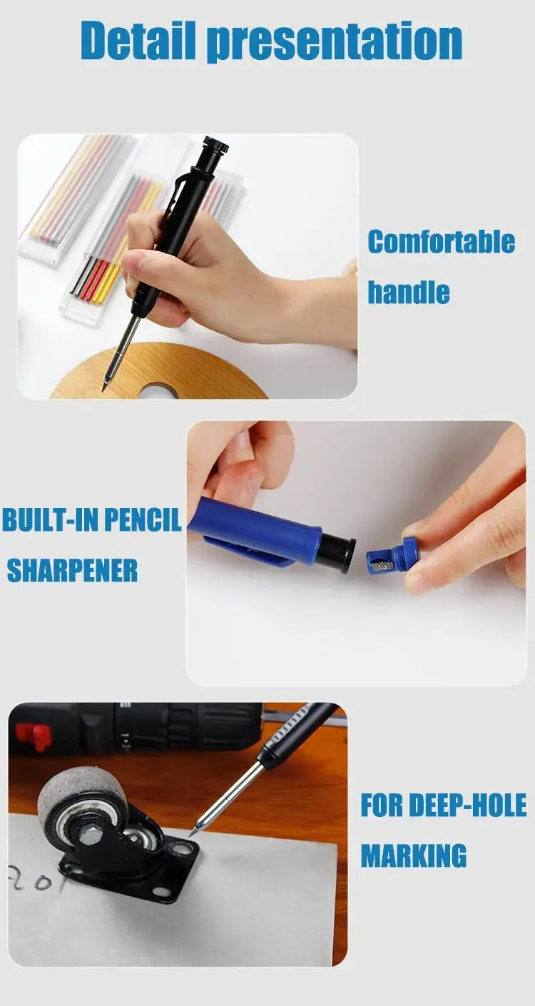 Solid Carpenter Pencil Set Woodworking Tools Mechanical Pencil 5 Colors Refill Construction Job Tools Carpentry Marking Scriber Best Products Online