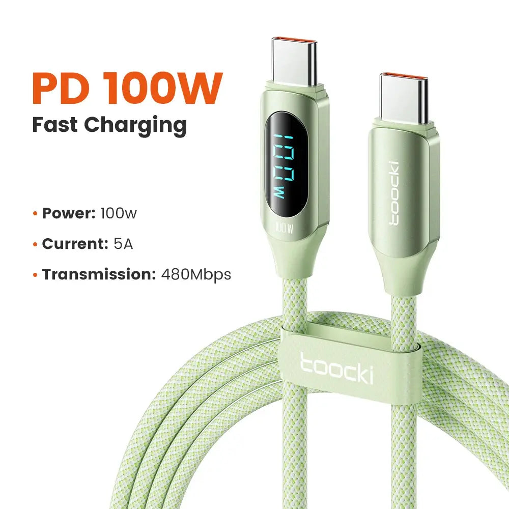 Toocki Type C to Type C Cable 100W PD Fast Charging Charger USB C to USB C Display Cable For Xiaomi POCO F3 Realme Macbook iPad Best Products Online