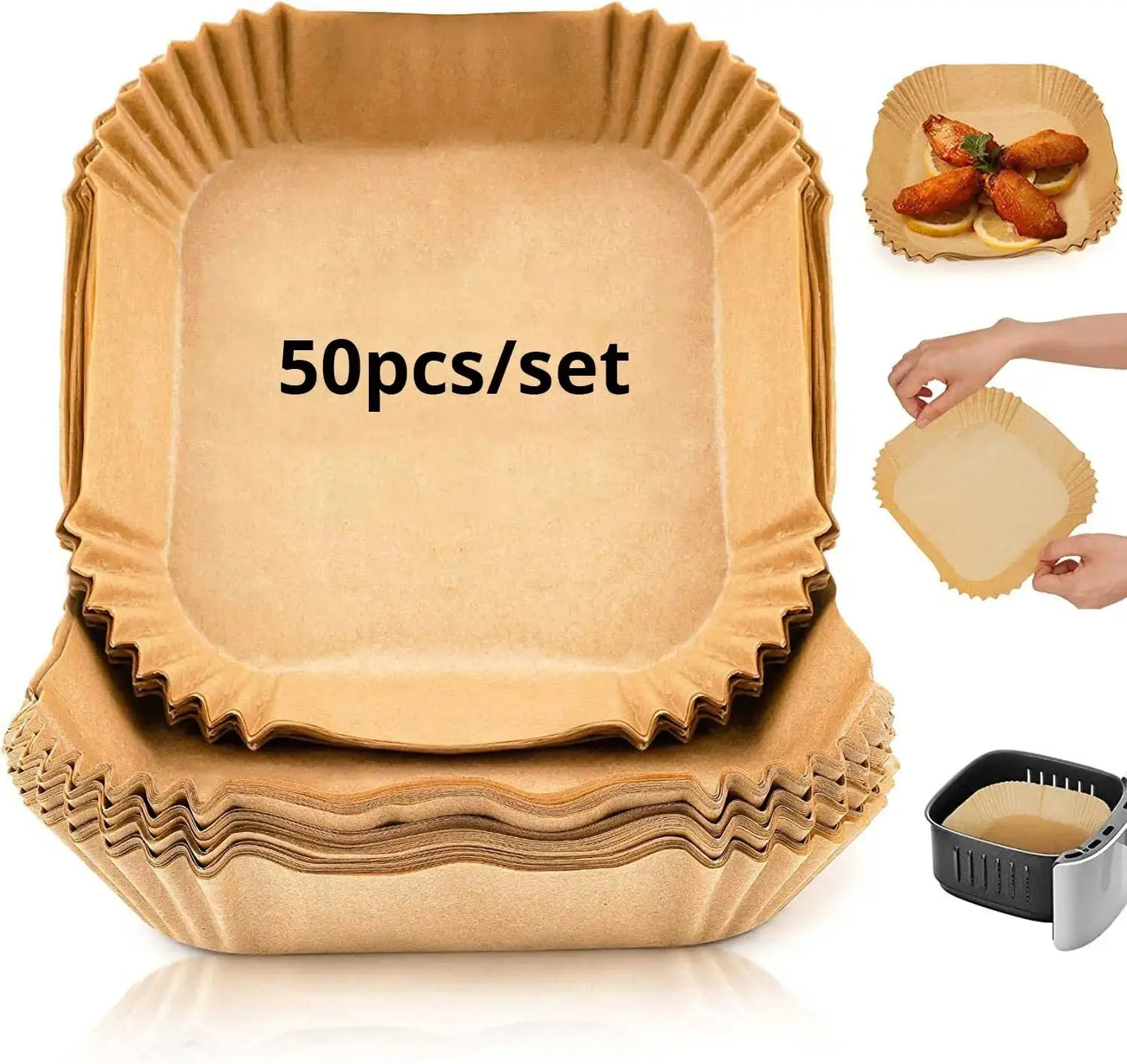 50pcs/set Disposable Air Fryer Paper Liner 20CM Oil-proof Water-proof Airfryer Disposable Cooking Paper Trays Baking Paper Best Products Online
