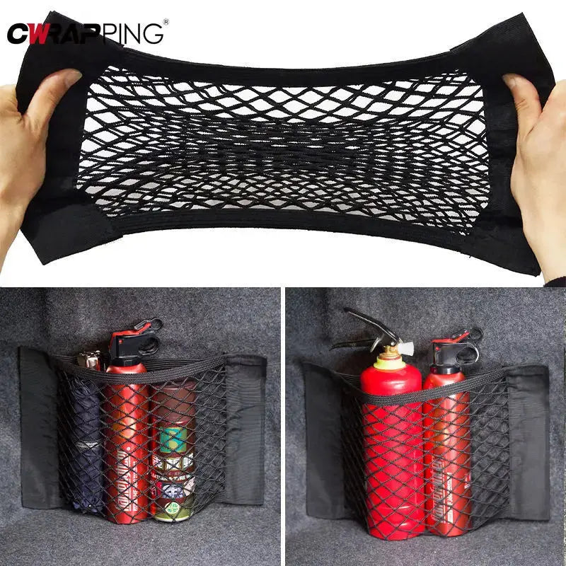 Car Rear Seat Storage Organizer Mesh Adjustable Elastic Straps Anti-Slip Net for SUV Sedan Vehicle Interior Organization Tools Best Products Online