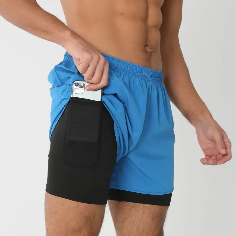 Men's Running Shorts Quick-drying Fitness Black Double Layer Shorts Men New Sport Workout Training Bodybuilding Short Pants Best Products Online