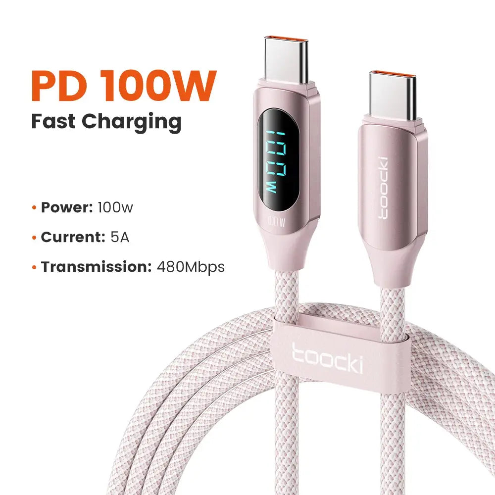 Toocki Type C to Type C Cable 100W PD Fast Charging Charger USB C to USB C Display Cable For Xiaomi POCO F3 Realme Macbook iPad Best Products Online