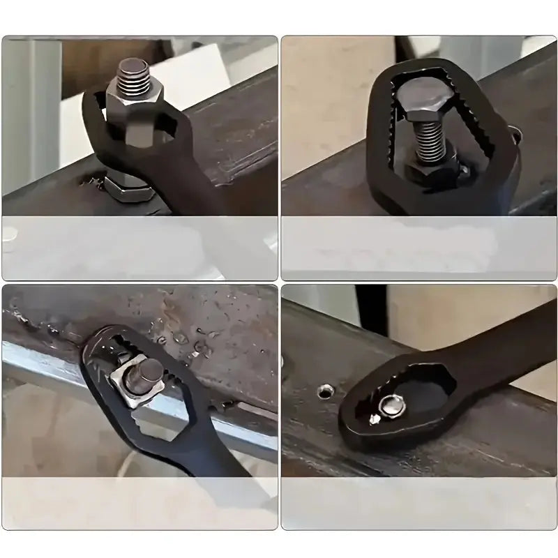 1pc Multi functional black 150mm long T-shaped wrench, adjustable self tightening double head wrench, portable manual tool for a Best Products Online