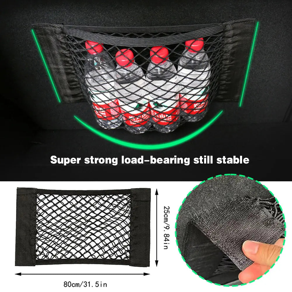Car Rear Seat Storage Organizer Mesh Adjustable Elastic Straps Anti-Slip Net for SUV Sedan Vehicle Interior Organization Tools Best Products Online