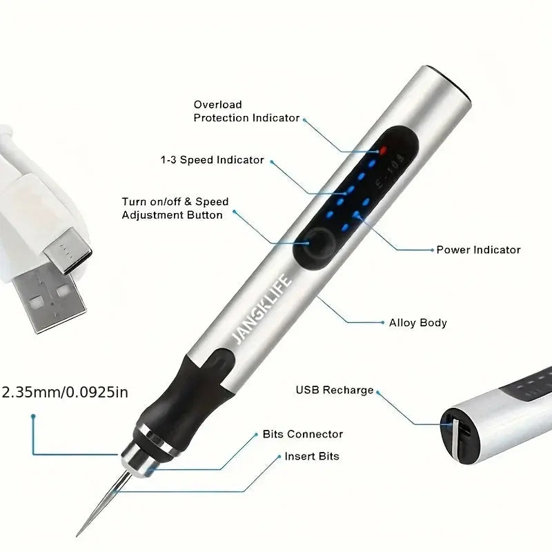 JANGKLIFE USB Cordless Rotary Tool Kit Woodworking Engraving Pen DIY For Jewelry Metal Glass Mini Wireless Drill Best Products Online