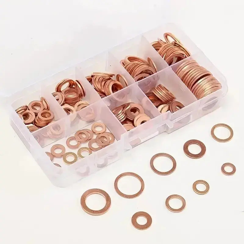 100 PCS Of Copper Washers, Washers, Nuts, And Bolts, With Box M4/M5/M6/M8/M10/M12/M14 Seal Combination Kit For Oil Pan Plugs Best Products Online