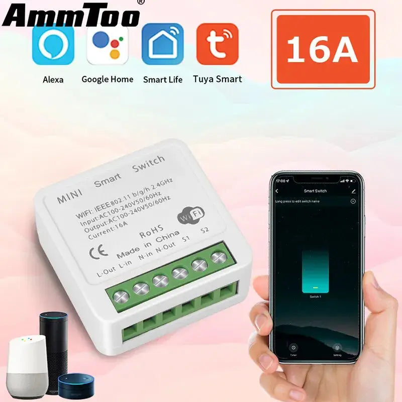 16A WiFi Smart Switch DIY Wireless Tuya Smart Home Alexa Yandex Alice Mini Interruptor Two Way Voice Control Smart Life Best Products Online
