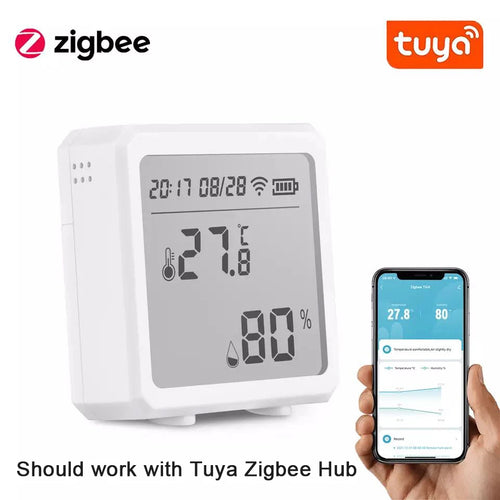 Zigbee Temperature Humidity Sensor with Tuya APP LCD Screen Digital