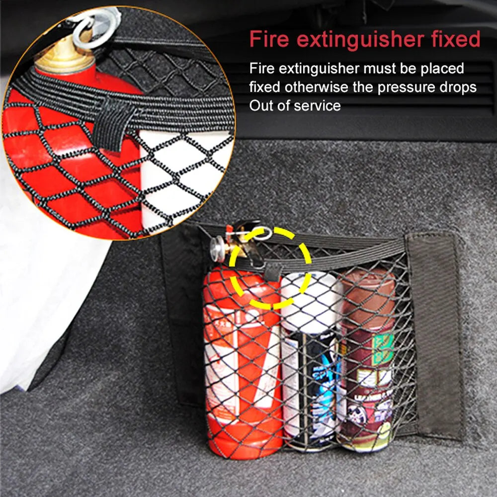 Car Back Rear Mesh Trunk Seat Elastic String Net Magic Sticker
