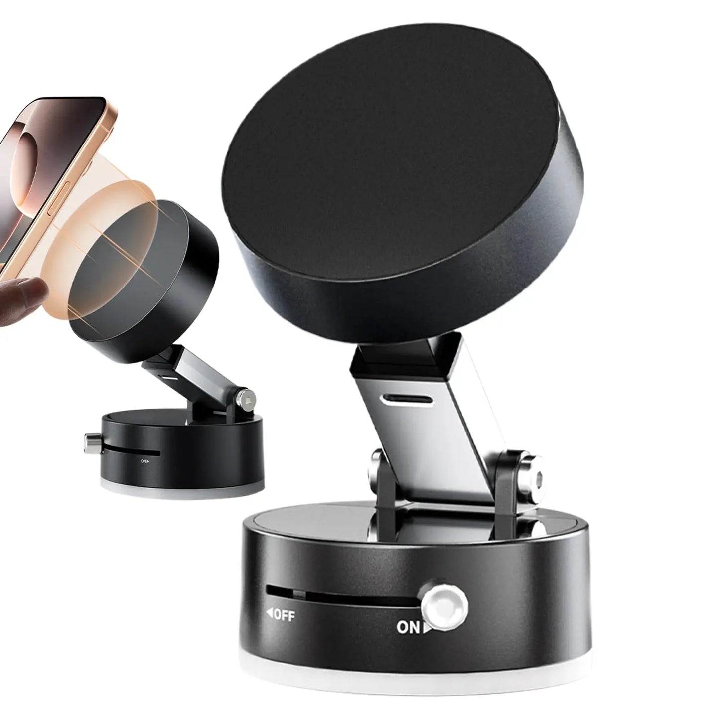 Vacuum Suction Cup Magnetic Car Phone Holder Double-Sided Foldable Magnetic Auto Phone Bracket For Car Interior Accessories Best Products Online