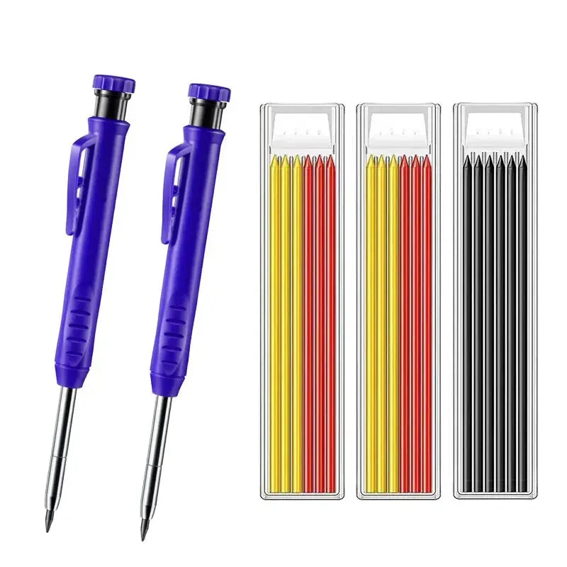 Solid Carpenter Pencil Set Woodworking Tools Mechanical Pencil 5 Colors Refill Construction Job Tools Carpentry Marking Scriber Best Products Online