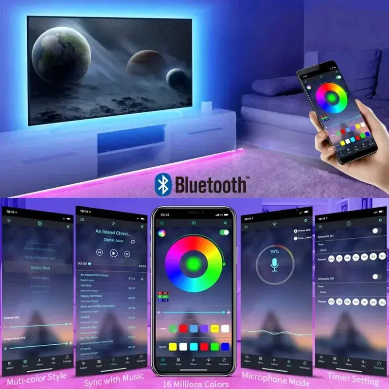 RGB LED Strip Light SMD 5050 USB Remote&APP Control Bluetooth Flexible Tape Diode Ribbon for TV Backdrop Living Room Bedroom Best Products Online