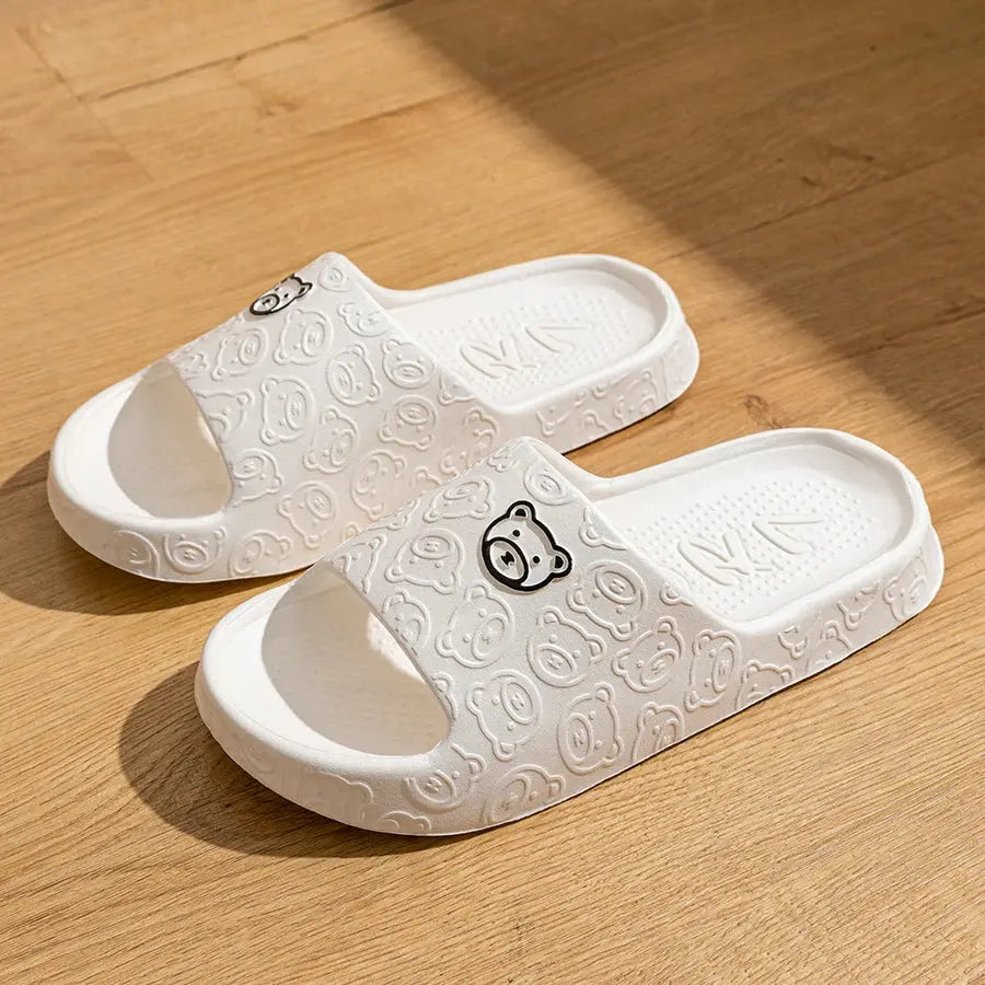 Fashion Women's Slippers Indoor Soft Sole Cartoon Bear Print Slides Bathroom EVA Indoor Men Summer Outdoor Cool Shoes Couple Best Products Online