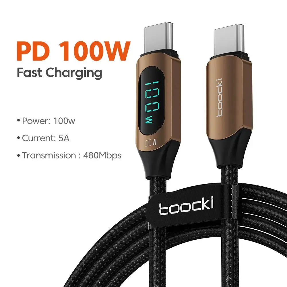 Toocki Type C to Type C Cable 100W PD Fast Charging Charger USB C to USB C Display Cable For Xiaomi POCO F3 Realme Macbook iPad Best Products Online