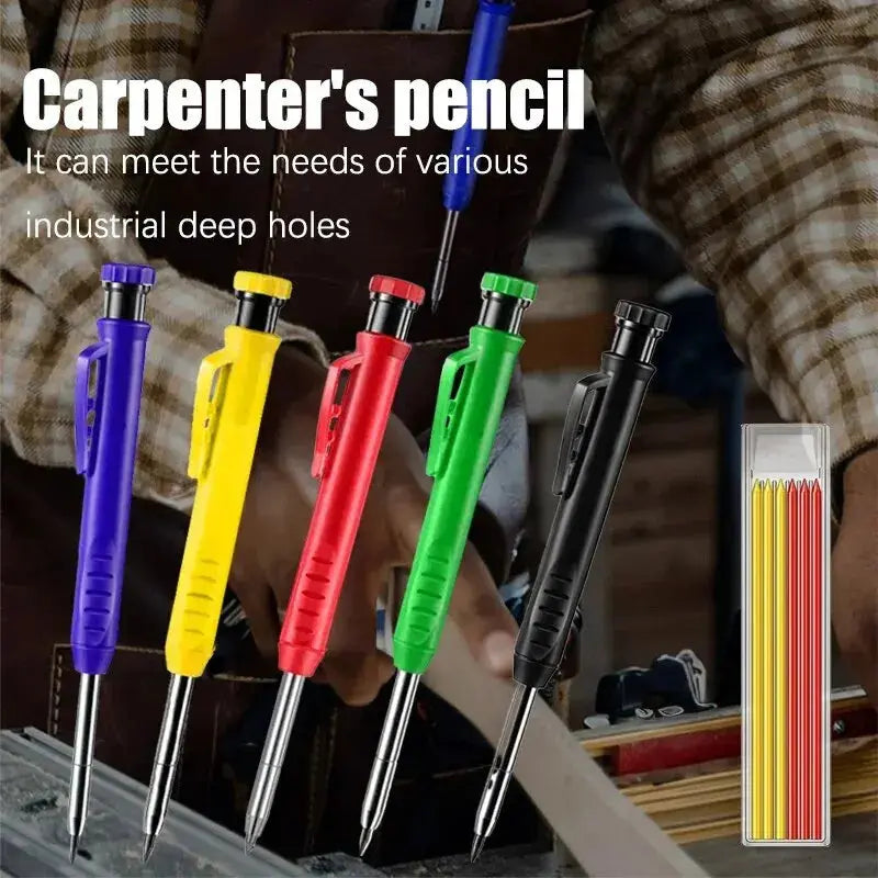 Solid Carpenter Pencil Set Woodworking Tools Mechanical Pencil 5 Colors Refill Construction Job Tools Carpentry Marking Scriber Best Products Online