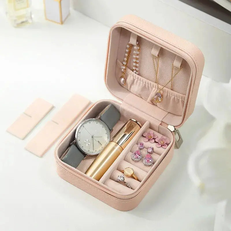 Portable Mini Jewelry Storage Box Travel Organizer Jewelry Case Leather Storage Earrings Necklace Ring Jewelry Organizer Display Best Products Online