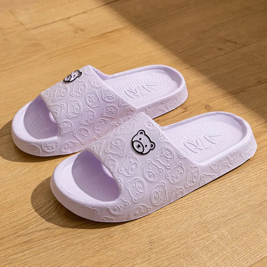 Fashion Women's Slippers Indoor Soft Sole Cartoon Bear Print Slides Bathroom EVA Indoor Men Summer Outdoor Cool Shoes Couple Best Products Online
