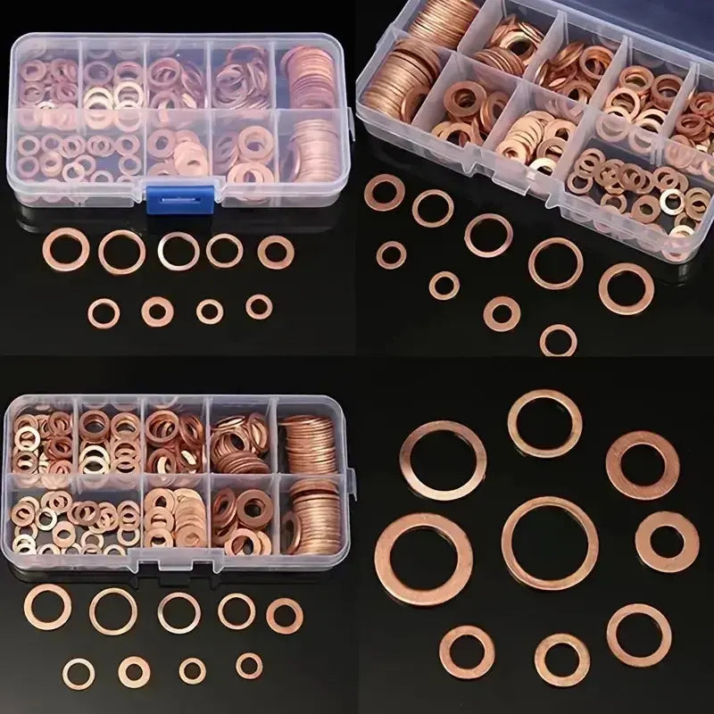 100 PCS Of Copper Washers, Washers, Nuts, And Bolts, With Box M4/M5/M6/M8/M10/M12/M14 Seal Combination Kit For Oil Pan Plugs Best Products Online