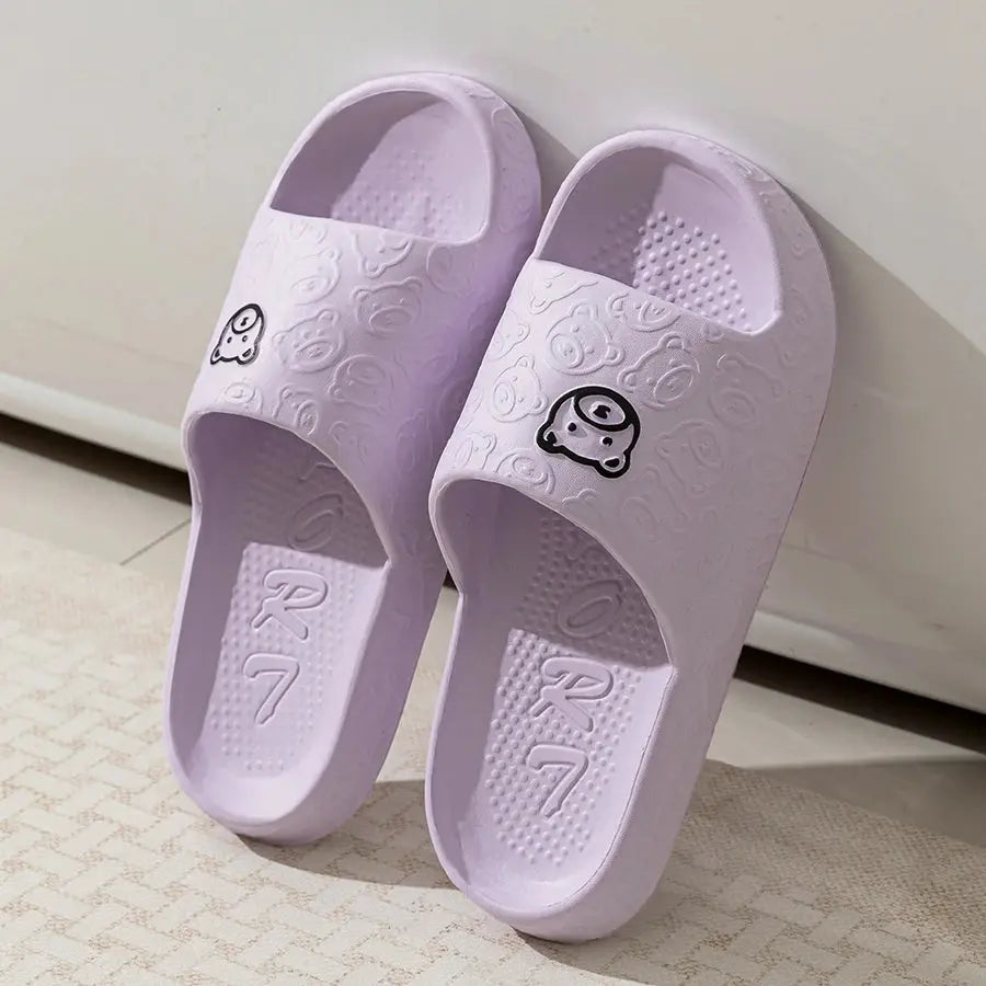 Fashion Women's Slippers Indoor Soft Sole Cartoon Bear Print Slides Bathroom EVA Indoor Men Summer Outdoor Cool Shoes Couple Best Products Online