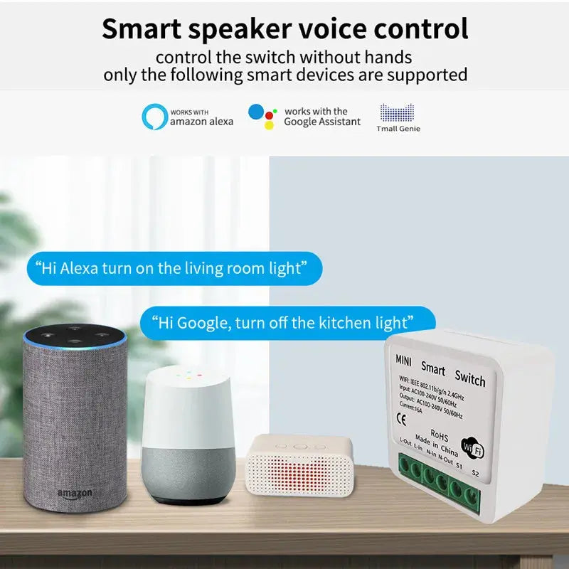 16A WiFi Smart Switch DIY Wireless Tuya Smart Home Alexa Yandex Alice Mini Interruptor Two Way Voice Control Smart Life Best Products Online