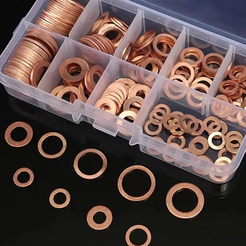 100 PCS Of Copper Washers, Washers, Nuts, And Bolts, With Box M4/M5/M6/M8/M10/M12/M14 Seal Combination Kit For Oil Pan Plugs Best Products Online