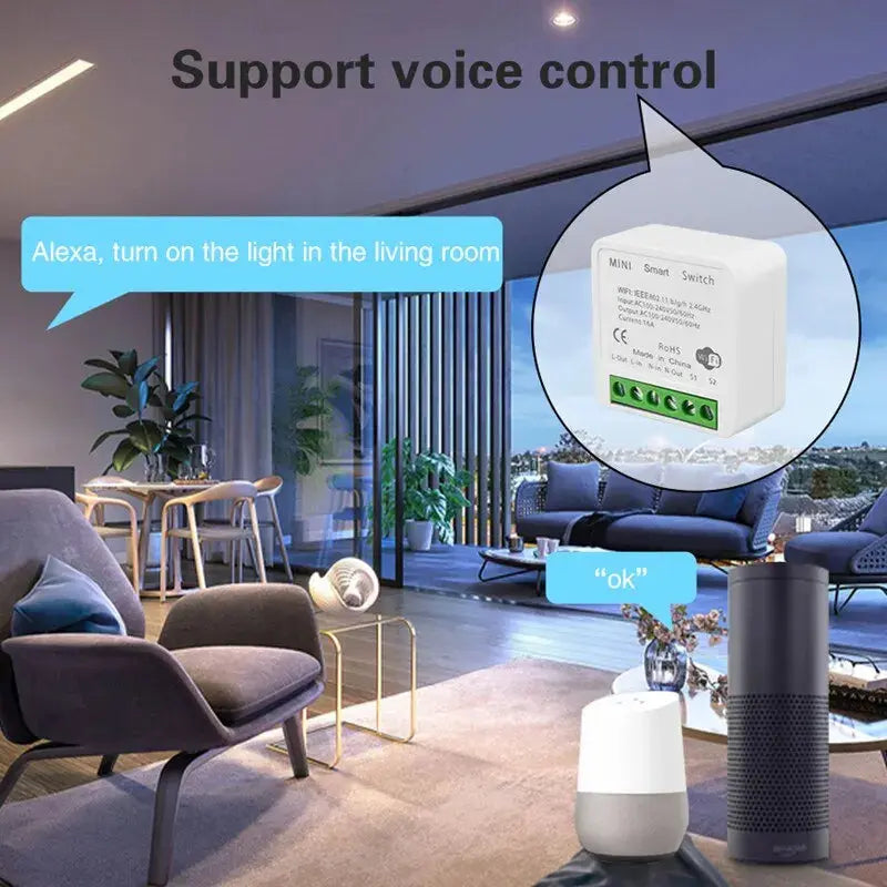 16A WiFi Smart Switch DIY Wireless Tuya Smart Home Alexa Yandex Alice Mini Interruptor Two Way Voice Control Smart Life Best Products Online