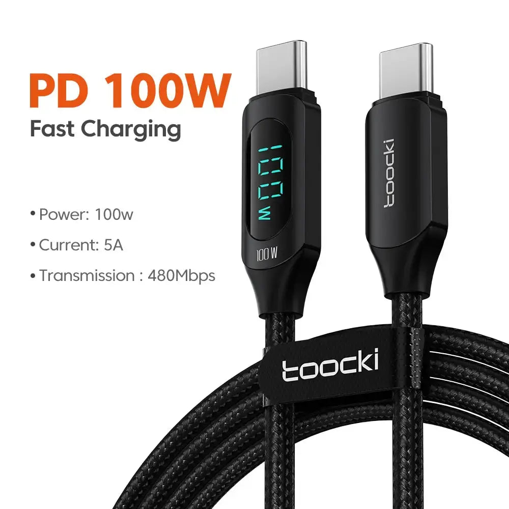 Toocki Type C to Type C Cable 100W PD Fast Charging Charger USB C to USB C Display Cable For Xiaomi POCO F3 Realme Macbook iPad Best Products Online