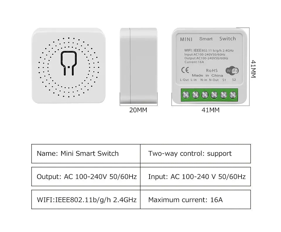 16A WiFi Smart Switch DIY Wireless Tuya Smart Home Alexa Yandex Alice Mini Interruptor Two Way Voice Control Smart Life Best Products Online