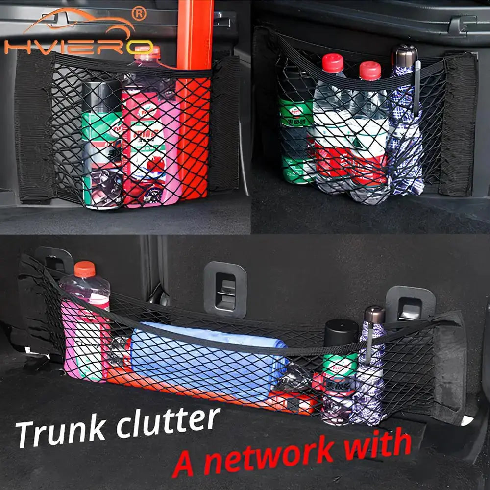 Car Back Rear Trunk Organizer Net Mesh Seat Elastic String Magic Sticker Universal Storage Bag Pocket Auto Accessories Put Paper Best Products Online