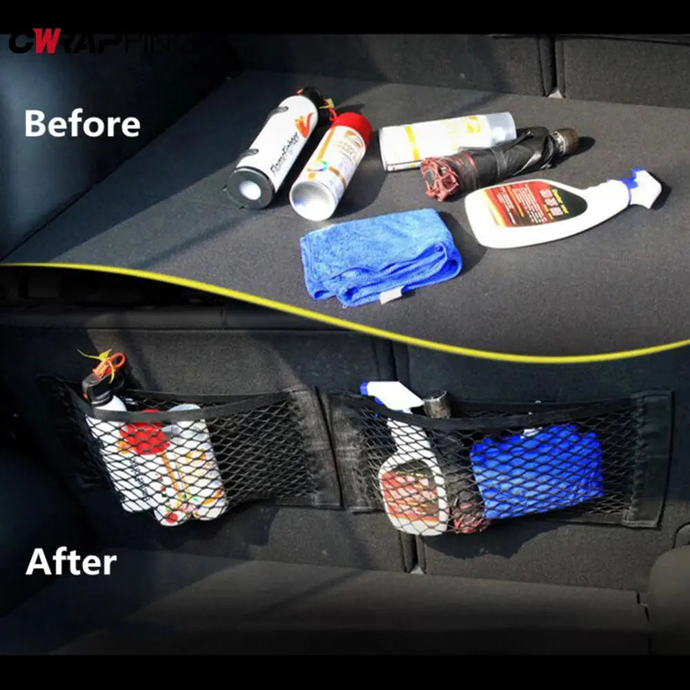 Car Rear Seat Storage Organizer Mesh Adjustable Elastic Straps Anti-Slip Net for SUV Sedan Vehicle Interior Organization Tools Best Products Online