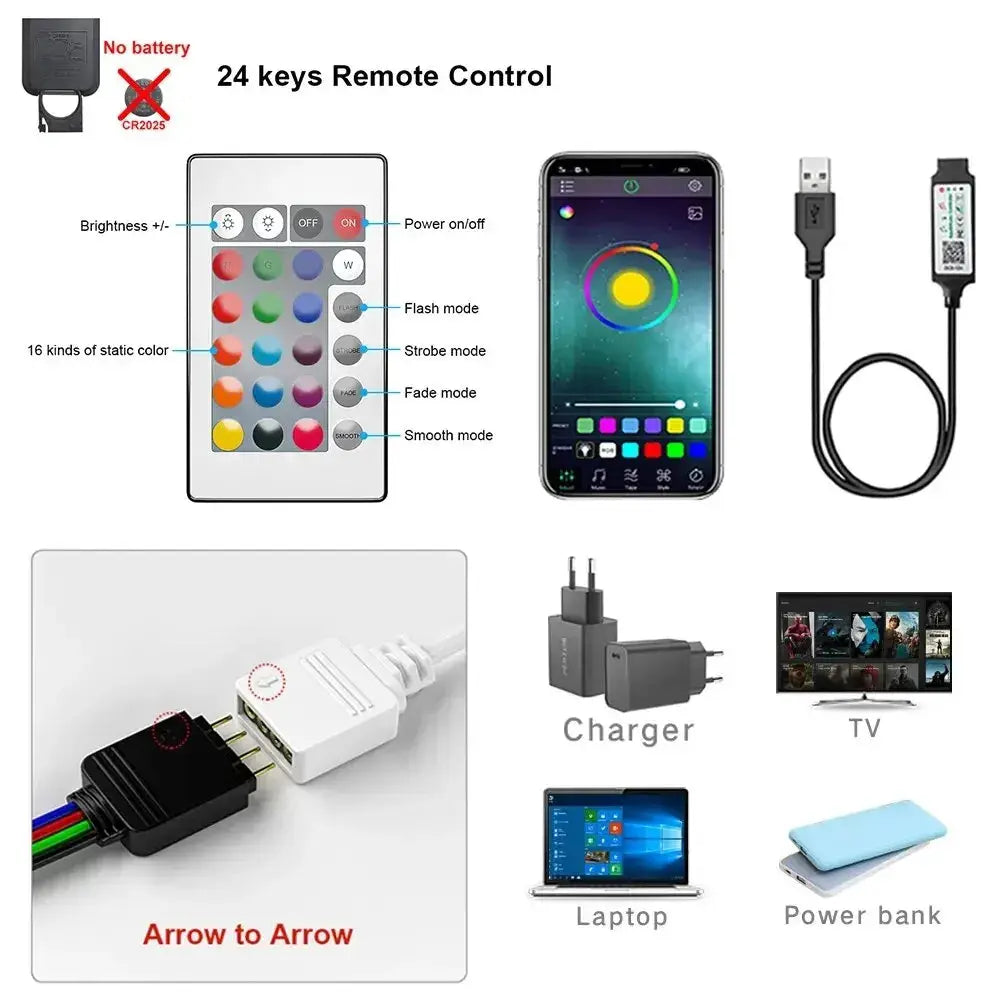Tape Bluetooth USB LED Strip Light 5050 SMD 5V USB RGB Lights Flexible LED Lamp Tape Ribbon RGB Self-adhesive TV Desktop Diode Best Products Online