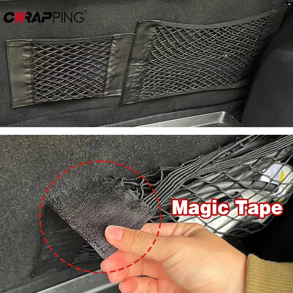 Car Rear Seat Storage Organizer Mesh Adjustable Elastic Straps Anti-Slip Net for SUV Sedan Vehicle Interior Organization Tools Best Products Online