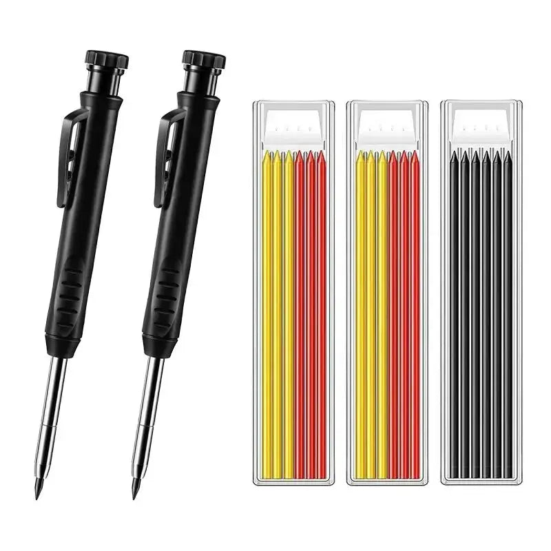 Solid Carpenter Pencil Set Woodworking Tools Mechanical Pencil 5 Colors Refill Construction Job Tools Carpentry Marking Scriber Best Products Online