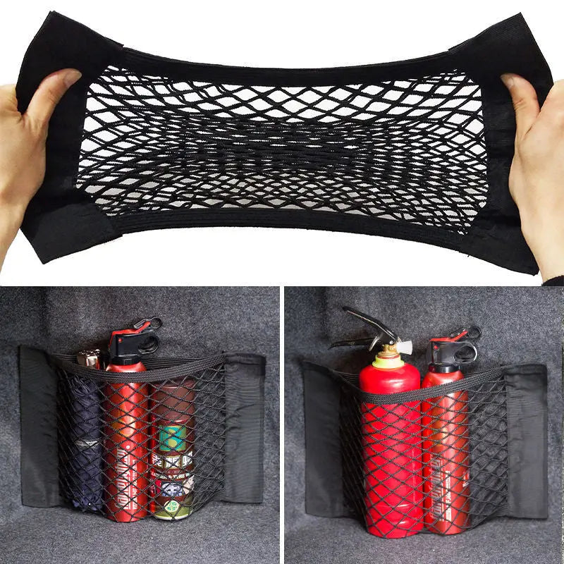 Car Rear Seat Storage Organizer Mesh Adjustable Elastic Straps Anti-Slip Net for SUV Sedan Vehicle Interior Organization Tools Best Products Online