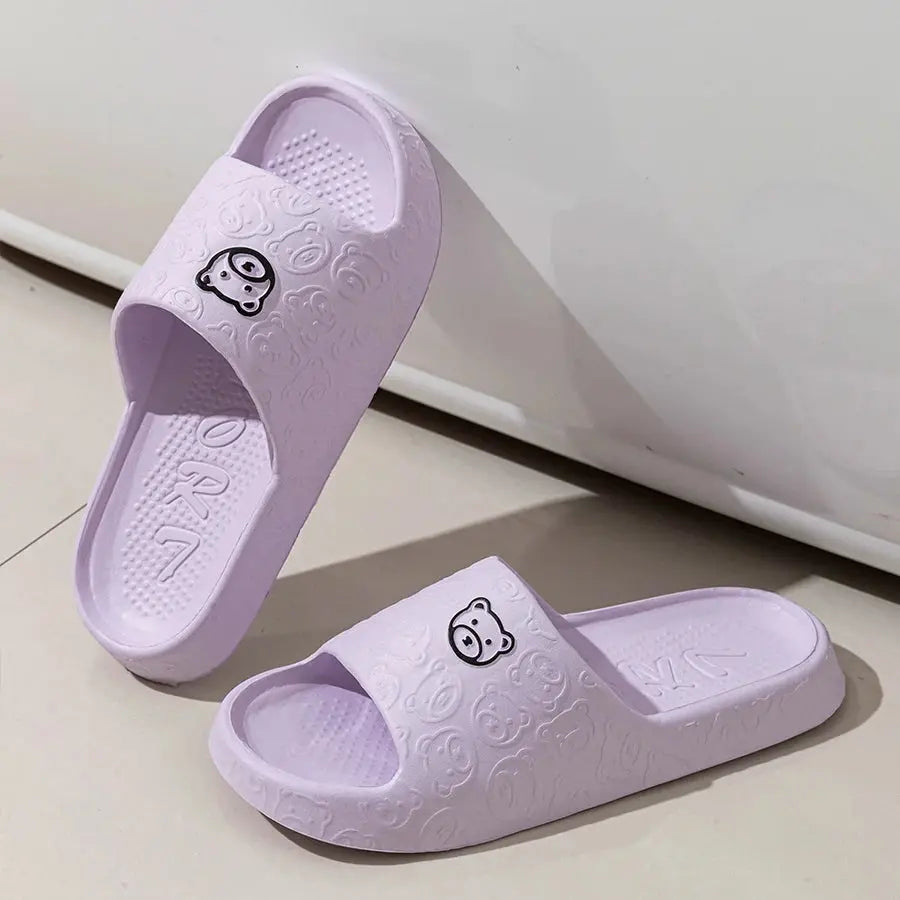Fashion Women's Slippers Indoor Soft Sole Cartoon Bear Print Slides Bathroom EVA Indoor Men Summer Outdoor Cool Shoes Couple Best Products Online