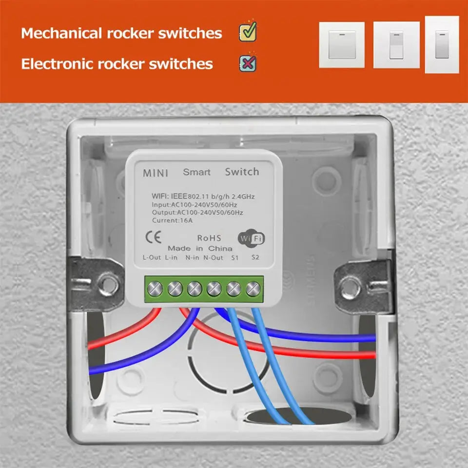 16A WiFi Smart Switch DIY Wireless Tuya Smart Home Alexa Yandex Alice Mini Interruptor Two Way Voice Control Smart Life Best Products Online