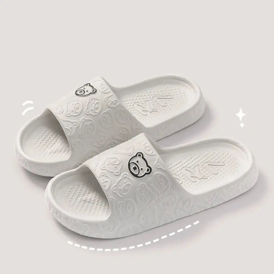 Fashion Women's Slippers Indoor Soft Sole Cartoon Bear Print Slides Bathroom EVA Indoor Men Summer Outdoor Cool Shoes Couple Best Products Online
