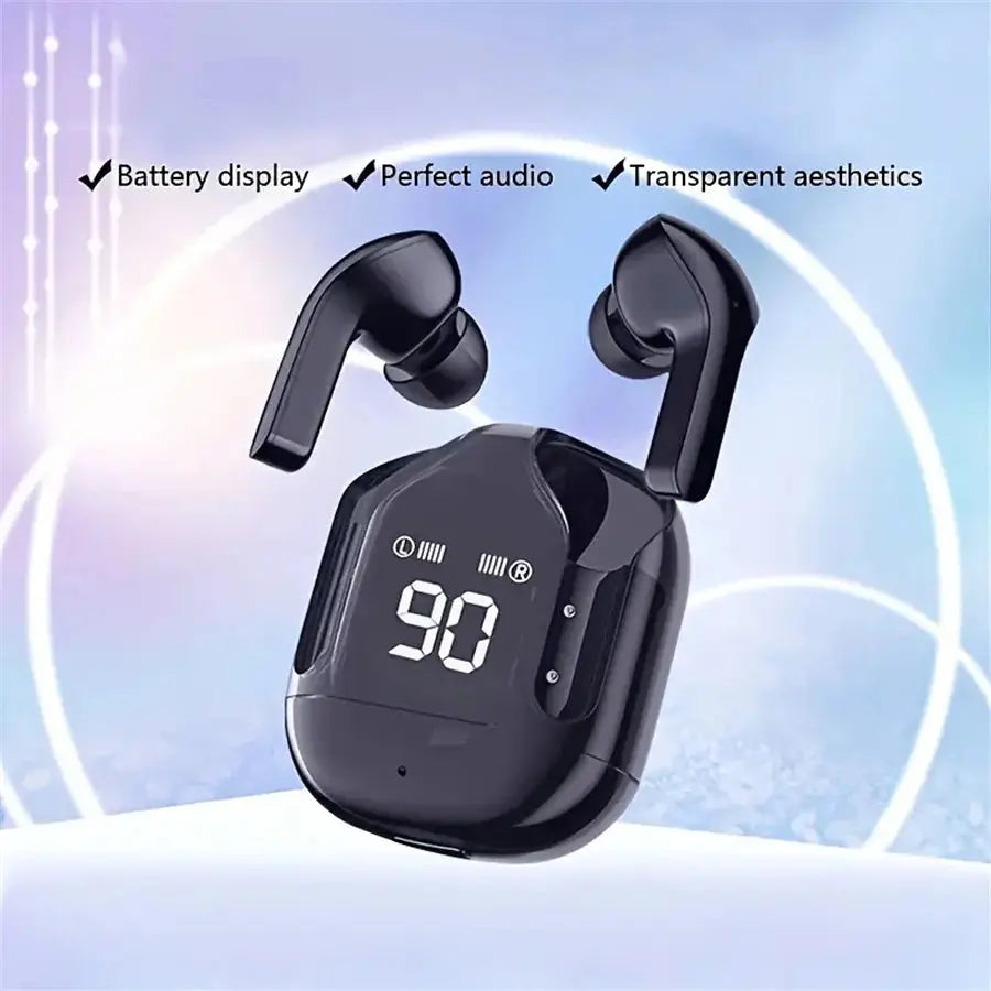 Original T2 Wireless Bluetooth Earphone Transparent HIFI Headphones LED Power Digital Display Stereo Sound Earphones for Phone Best Products Online