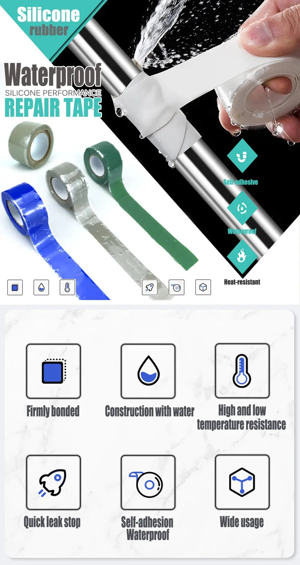 Super Strong Waterproof Stop Leaks Seal Repair Performance Silicone Adhesive Insulating Duct Tapes Best Products Online