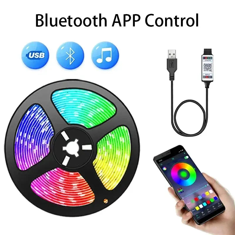 RGB LED Strip Light SMD 5050 USB Remote&APP Control Bluetooth Flexible Tape Diode Ribbon for TV Backdrop Living Room Bedroom Best Products Online