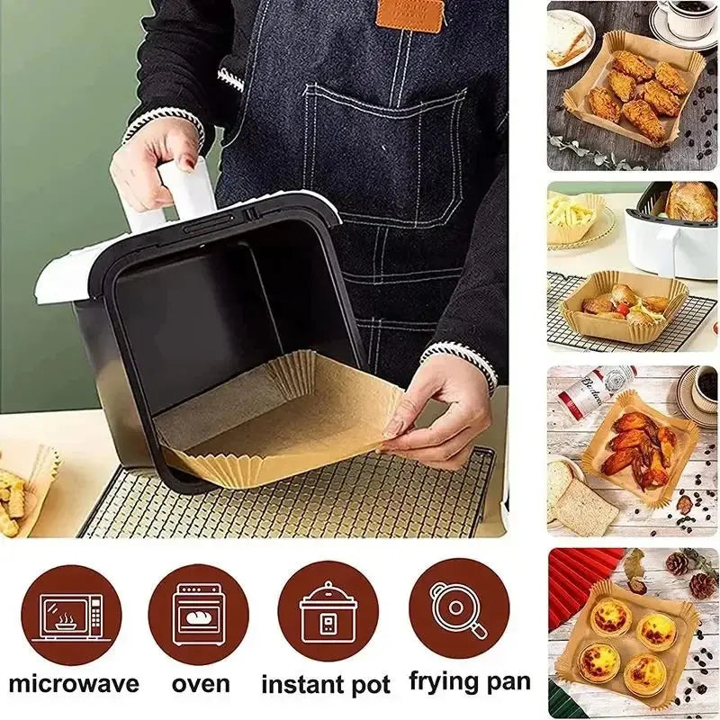 50pcs/set Disposable Air Fryer Paper Liner 20CM Oil-proof Water-proof Airfryer Disposable Cooking Paper Trays Baking Paper Best Products Online