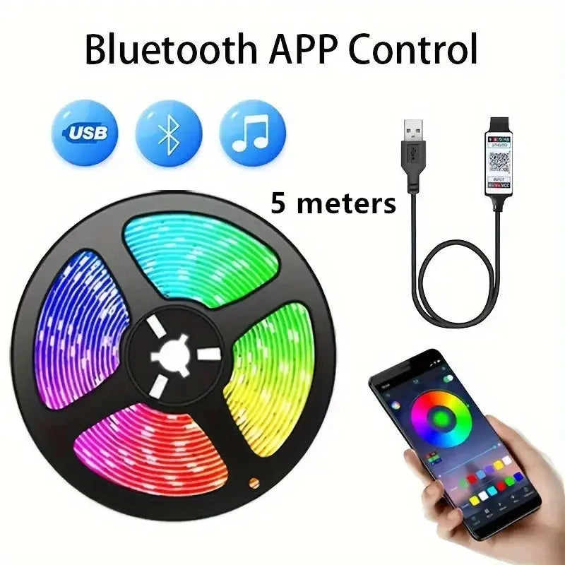 RGB LED Strip Light SMD 5050 USB Remote&APP Control Bluetooth Flexible Tape Diode Ribbon for TV Backdrop Living Room Bedroom Best Products Online
