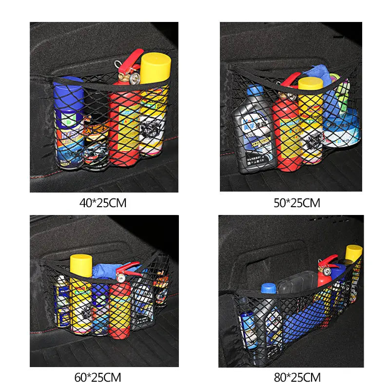Car Rear Seat Storage Organizer Mesh Adjustable Elastic Straps Anti-Slip Net for SUV Sedan Vehicle Interior Organization Tools Best Products Online