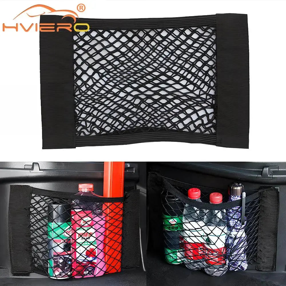 Car Back Rear Trunk Organizer Net Mesh Seat Elastic String Magic Sticker Universal Storage Bag Pocket Auto Accessories Put Paper Best Products Online