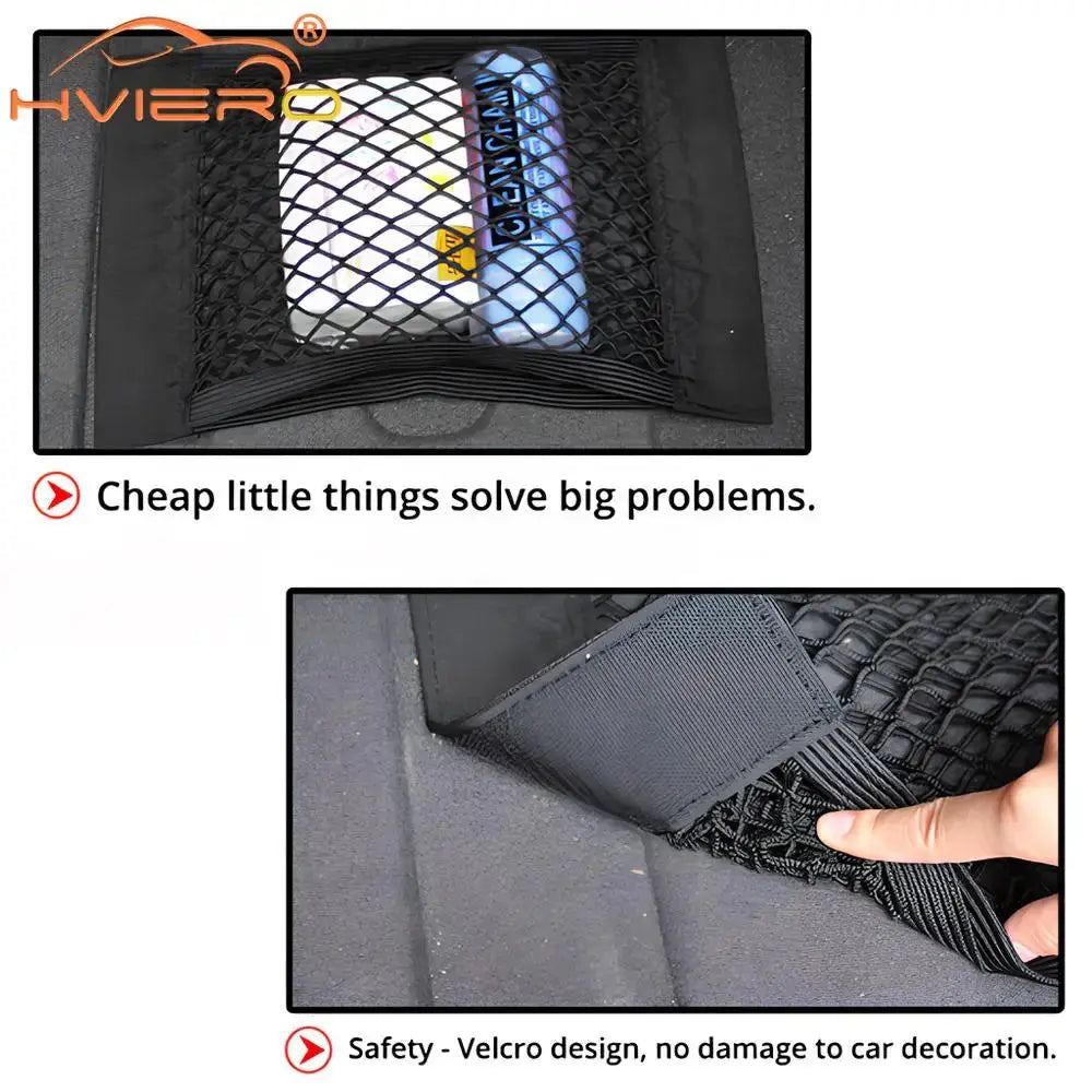 Car Back Rear Trunk Organizer Net Mesh Seat Elastic String Magic Sticker Universal Storage Bag Pocket Auto Accessories Put Paper Best Products Online