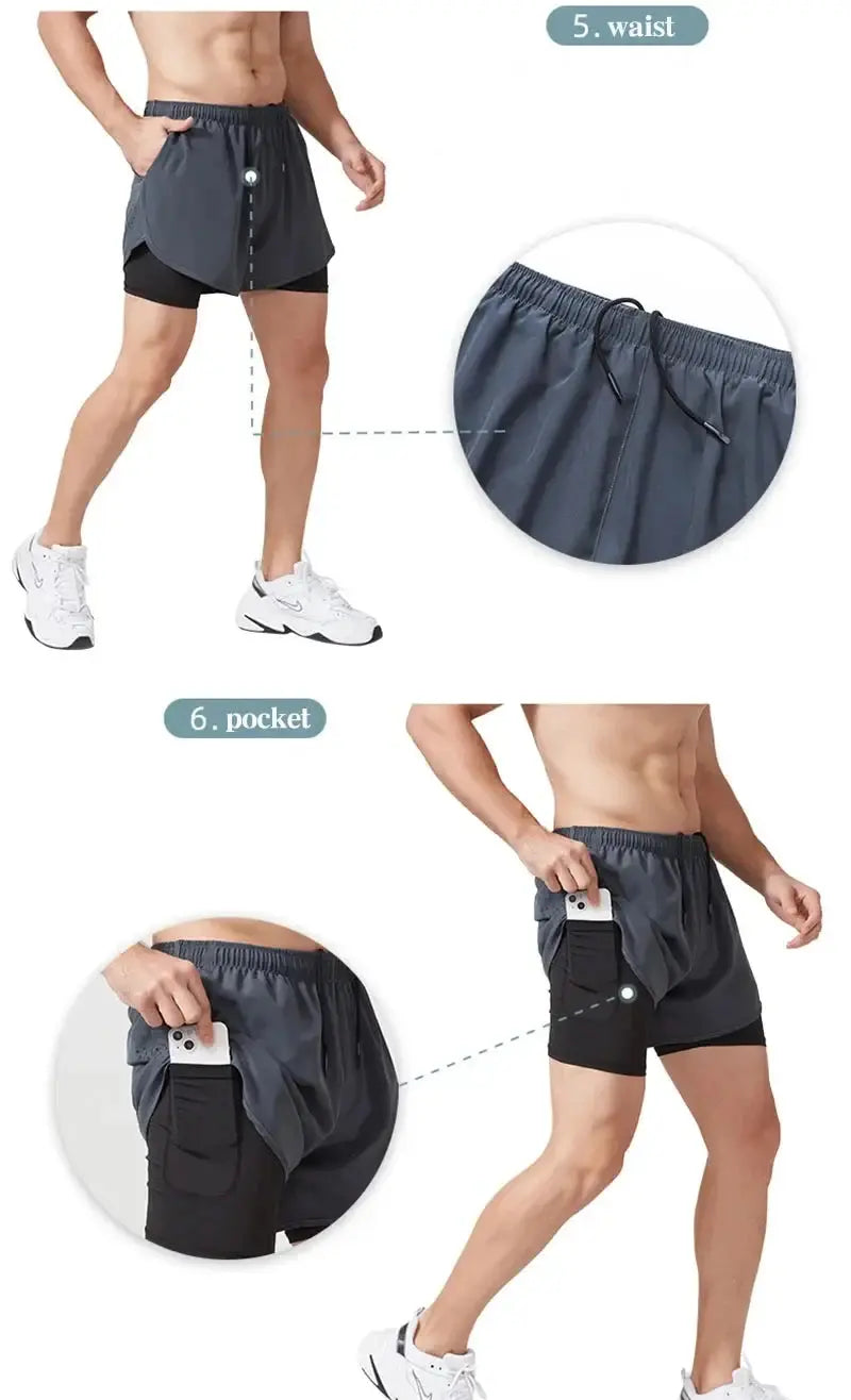 Men's Running Shorts 2025 New Release Gym Fitness 2-in-1 Exercise Summer Quick Dry Trendy Personalized Running Shorts Best Products Online