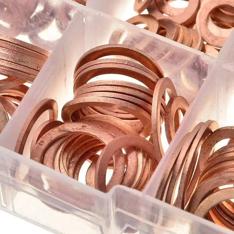 100 PCS Of Copper Washers, Washers, Nuts, And Bolts, With Box M4/M5/M6/M8/M10/M12/M14 Seal Combination Kit For Oil Pan Plugs Best Products Online
